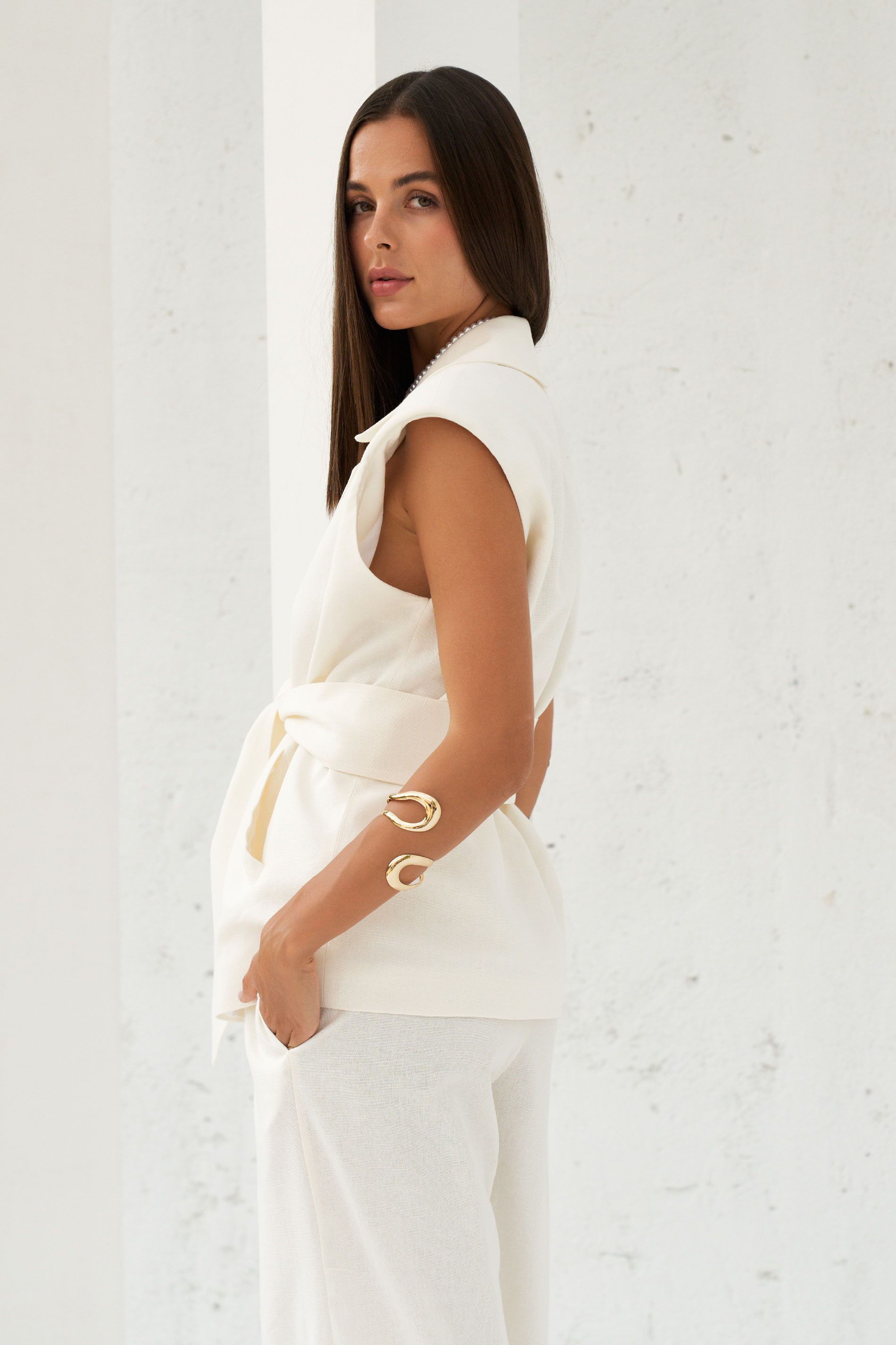 Жилет oversize изо льна BL63921